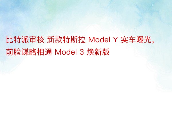 比特派审核 新款特斯拉 Model Y 实车曝光，前脸谋略相通 Model 3 焕新版