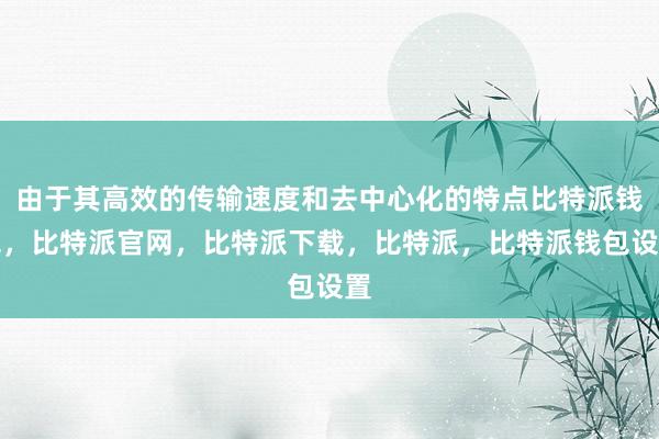 由于其高效的传输速度和去中心化的特点比特派钱包，比特派官网，比特派下载，比特派，比特派钱包设置